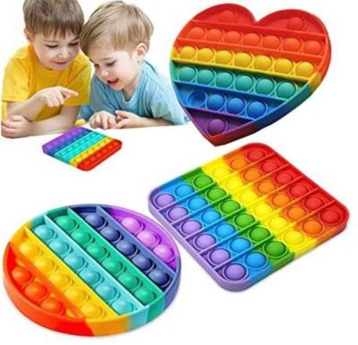 China Kid Fun Silicone Soft Strain Toys Push Noise Bubble Rainbow Color Stir Noise Shaker Sensory Toy for sale