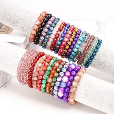 China Natural Stone Crystal Bracelets Crystal Agate Beads Gemstone Bracelet 8mm CLASSIC Beads Wholesale Unisex Bracelet for sale