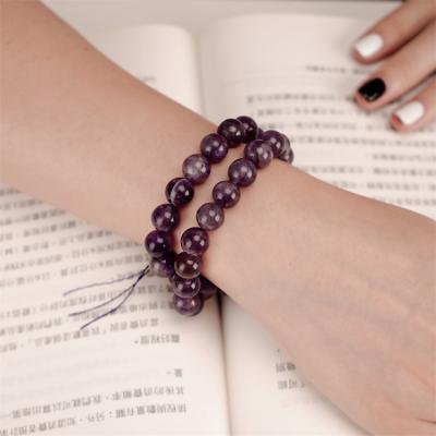 China Customized Women Jewelry 10mm CLASSIC Natural Amethyst Beads Gemstone Bracelet Bangle for sale