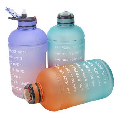 China New Design Matte Color Motivational Time Marker Sustainable Sport Water Bottle 3.78l 128oz Drinking Jug With Straw for sale