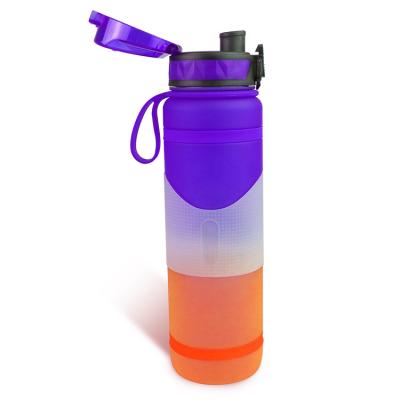 China Sustainable 1000ml Water Bottle With Time Marker Sports Water Jug Glow Color Gradient Travel Tumbler 32 Ounce Sports Plastic Water Bottles for sale