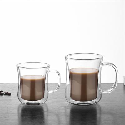 China Wholesale Minimalist Double Wall Borosilicate Cup Cappuccio Borosilicate Glass Coffee Mug For Sale for sale