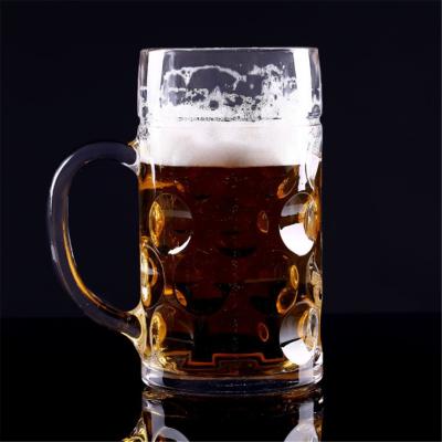 China New free sample classic/postmodern heavy beer mug 1 liter large beer mug 1 liter glass mug for sale for sale