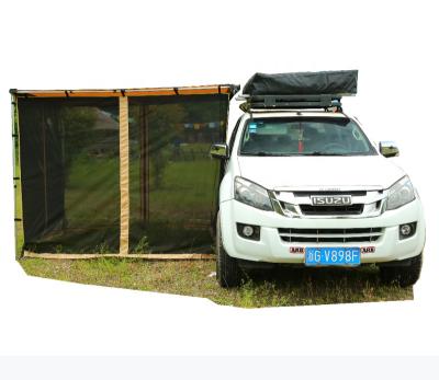 China Outdoor hot seller rooftop car side pop up tent with mesh sidewalls canvas tent foxwing tent for sale