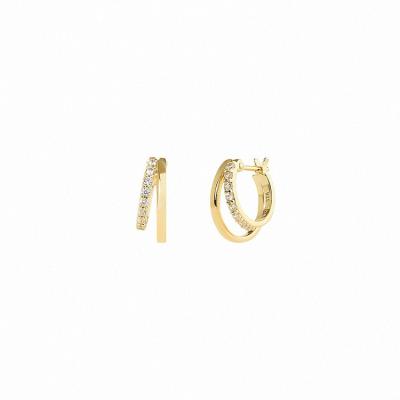 China CLASSIC Fashion Decoration Surrounding Setting Ring Huggie Earrings Statement Fashion Gold Double Hoop Earrings OEM Customizable Women for sale