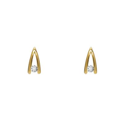 China CLASSIC OEM Shape Sterling Silver Gold Plated With Zircon Huggie Earrings OEM Customizable For Women Charms For Jewelry Making for sale