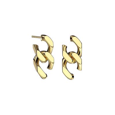 China OEM Wholesale CLASSIC Elegant Cuban Chain Link Stud Earrings For Women Silver/Gold/Brass Lead Free Customizable for sale