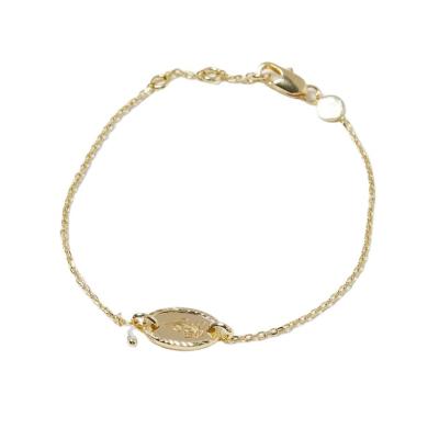 China OEM New Arrival Factory Wholesale CLASSIC 18K Gold Plated Silver Pearl Flower Engraving Cute Trendy Daily Chain Woman Bracelet for sale