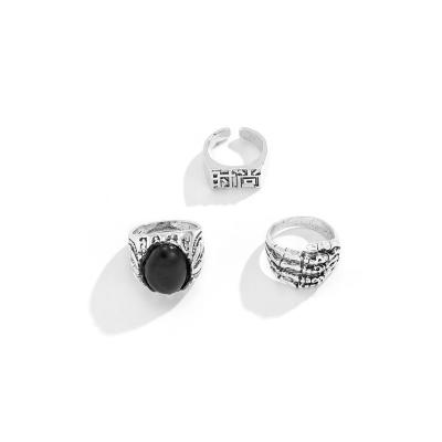 China HHS13 Stainless Steel Punk Rings For Men Black Moissanite Bone Fingers Shape Letter Customizable Set Rings Factory Direct Wholesale for sale