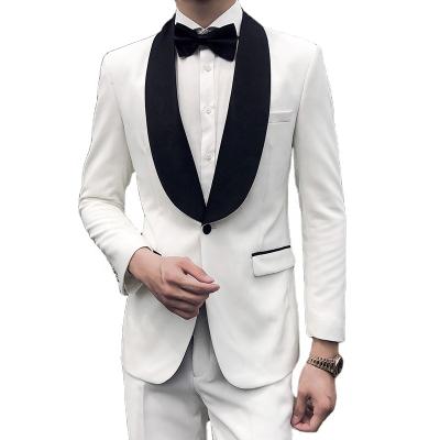 China New Men's Two-piece Suit Banquet Dress Fashion Contrast Color Lapel Wedding Breathable Thin Dress Suit for sale