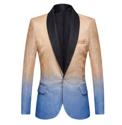 China Latest Anti-wrinkle Design Men Singer Stage Costume Gradient Color Blazer for sale