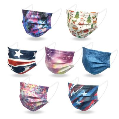 China Cute Funny National Flag Printed Adult Disposable Breathability Maskss With Meltblown Dust 3-Layer Face Maskss for sale