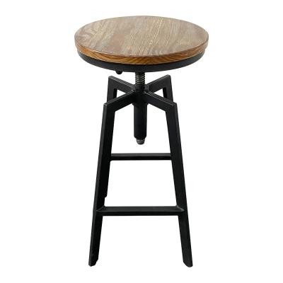 China Durable and Regular Height Adjustable Solid Country Counter Bar Stool Wooden Bar Chair for Restaurant and Bars for sale