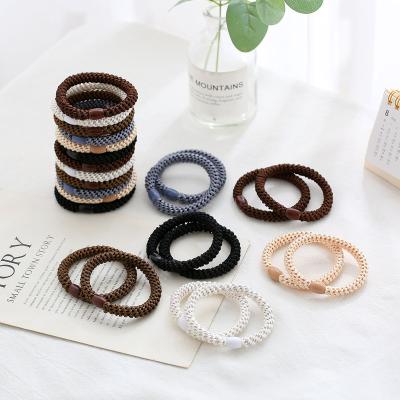 China Hair Ties Shape Beads Thickened Braided Elastic Hair Ties Multi Color Elastic Bands Hair Roped For Girls for sale