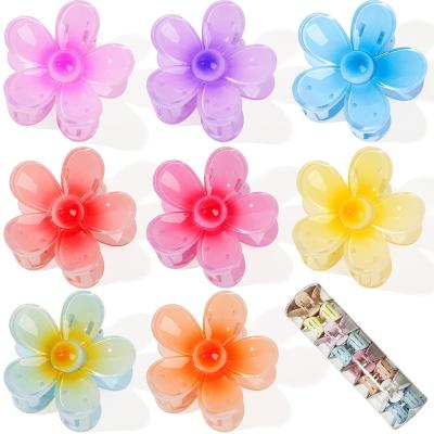 China Hair Decoration 8pcs Hawaii Style Flower Hair Clips Summer Bohemia Soft Plastic Hair Claws For Girls for sale