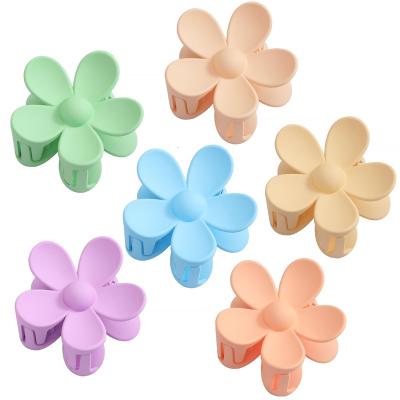 China Best Selling Hair Accessories Rainbow Hair Claws Candy Color 8cm Flower Clips Matte Non Slip Cute Hair Claw Clips for sale