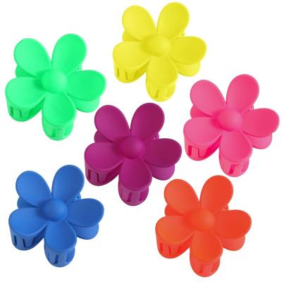 China Hair Accessories New 23 Summer Style Fluorescent Color Flower Hair Claw Clips 8cm Hair Clips Colorful YG Hair Grips for sale