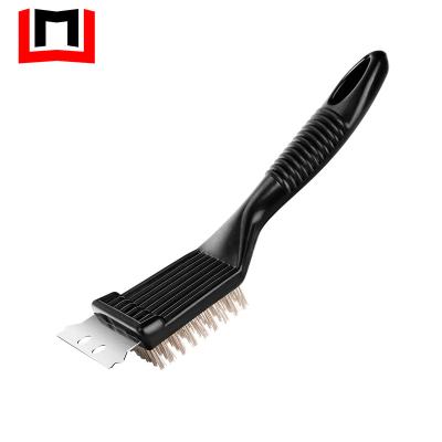 China Hot Selling OEM Manufacturers BBQ Grill Brush Small Double Bristle Easily Cleaned Bristle Free Steel Wire Brush for sale