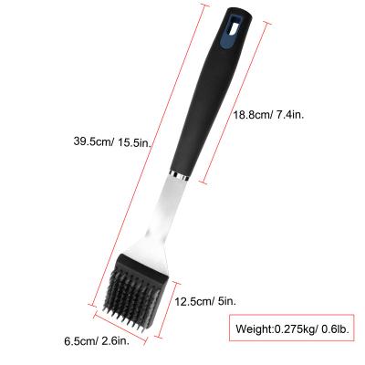 China Easily Cleaned Stainless Steel PP Long Handle Grill Brush With Scraper BBQ Grill Accessories Factory Price! for sale