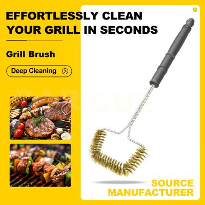 China Best Quick Spark Wire Grill Brush Easily Cleaned Stainless Steel-Copper BBQ Cleaning Brush for sale