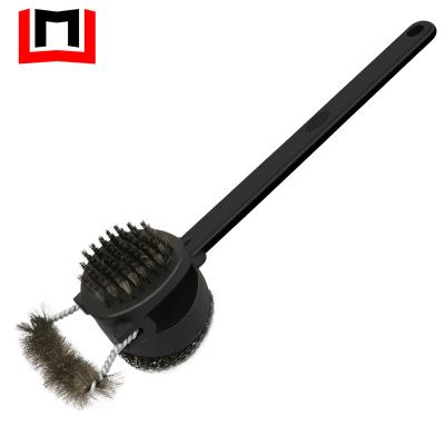 China Easily Cleaned Plastic Grill Brush Handle Free Bristle Cleaner 3 In 1Fast Grill Cleaning Brush BBQ Cleaner Brush for sale