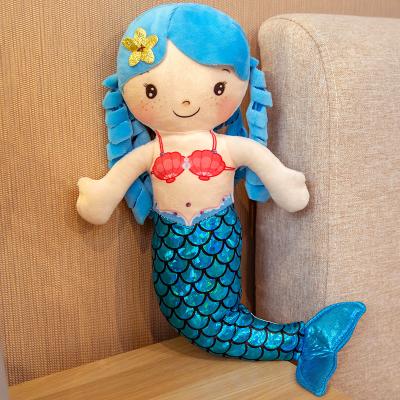 China Custom Eco-Friendly Mermaid Stuffed Plush Toys Pillow Children Gift Sleeping Princess Doll Girl Toy for sale