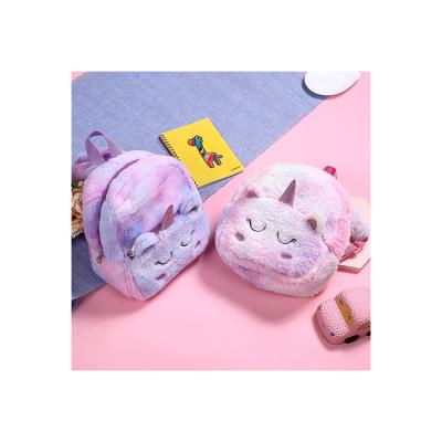 China Other Wholesale 22*20*12Cm Gradient Unicorn Backpack For Children Fashion Plush Design School Toddler Kids Backpack for sale