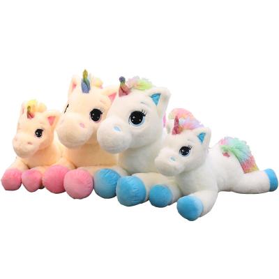 China Kids Gift/Wholesale Promotion 40cm 60cm 80cm Stuffed Soft Pink and Blue Colors Big Unicorn Plush Toy with Rainbow Horse Doll for sale