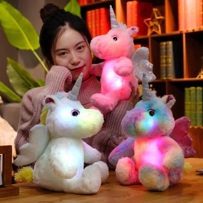 China Kids Gift Christmas Girl Glowing Animal Gifts/Light Source Kawaii Unicorn Plush Toy Soft Stuffed Unicorn Doll Cute Peluche Pillow LED Promotion for sale