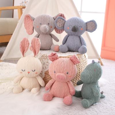 China Kids Gift/Promotion/Decoration Wholesale 20cm Soft Knitted Wool Animal Doll Customize Cotton Stuffed Dinosaur Pig Rabbit Elephant Koala Doll for sale