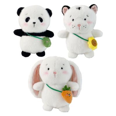 China Children's Gift Toy Panda Tiger Hold With Bag Soft Plush Toy Gift/Wholesale Cute Stuffed Children's Promotion Rabbit Toy Cartoon Tiger Doll for sale