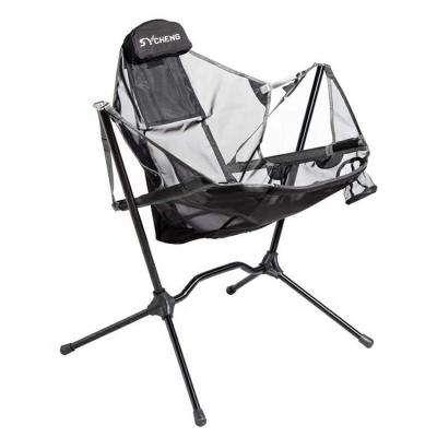 China Modern Outdoor Ultralight Rocking Chair Aluminum Alloy Camping Fishing Chair Barbecue Folding Armchair Portable Beach Moon Chair for sale