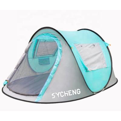 China Turbo living cabin outdoor waterproof diagonal tie type 3-4 person hiking military beach folding automatic pop up camping tent for sale