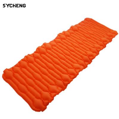 China Custom Made Ultralight TPU+Nylon Mattress Air Camping Mat Outdoor Lightweight Self Inflating Camping Sleep Pad With Pillow for sale