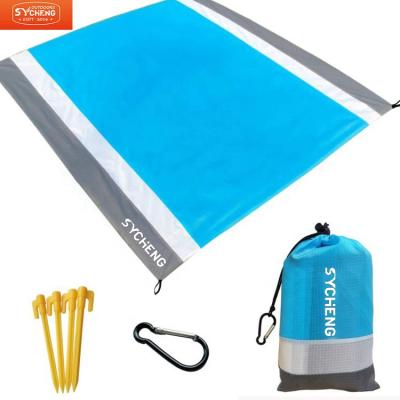 China Modern Portable 210T Polyester Fabric Mesh Sand Control Portable Extra Large Sand Reed Padded Beach Cushion Free Folding Camping Mat for sale