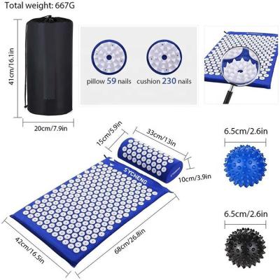 China Sponge+Cotton+Spine ABS Acupressure Cushion Massage Spike Exercise Mat Pillow Plastic Yoga Mat Acupressure Mat For Massage Organic Canvas Cotton With Carry Bag for sale