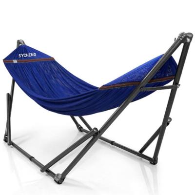 China Convenient Garden Stand Free Folding Outdoor Folding Hammock Portable Camping Chair With Bracket Support for sale