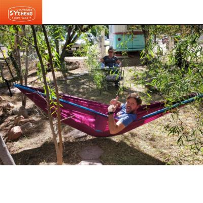 China Parachute modern outdoor nylon camping portable hammock with double straps for sale