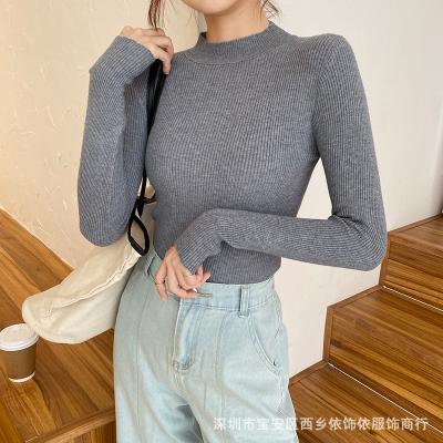 China Turtleneck Breathable Mid Neck Sweaters Girl High Knitted Cotton Pullover Women Top Sweaters for sale