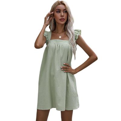 China 2021 Summer New Women's Fungus Dress Small And Soft Fungus Cotton And Short Linen Dress for sale