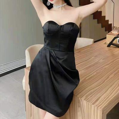 China Wholesale Anti-Static A5013 Champagne Gold Bandeau Off Shoulder Summer Sleeveless Clothes For Women Dress for sale