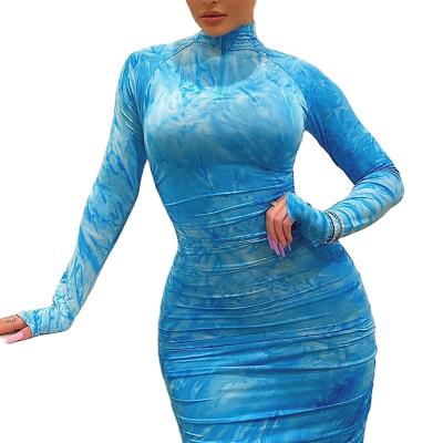 China New Arrival Custom Label Summer Fashion 2021 Anti-Static Plus Size Long Sleeve Maxi Dress Women Casual Dresses for sale