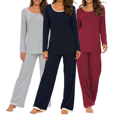 China OEM Breathable Bamboo Sleepwear Long Sleeve Pajamas Eco Friendly Soft Pajamas For Women for sale