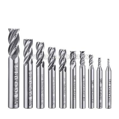 China Advertising Company 10Pcs HSS 4 Flute Milling Cutter End Mill 2-12mm Tool Kit Straight Shank Router Drill Bit CNC Tools For Metal Wood Engraver for sale