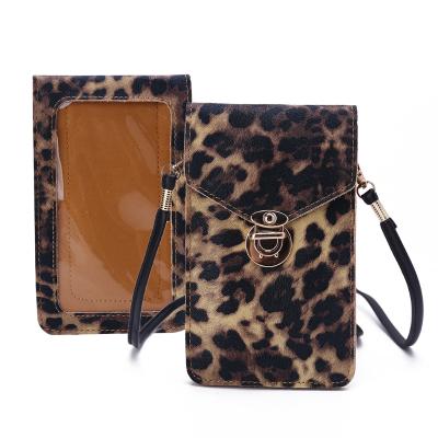 China Comfortable Cross - Body Cell Phone Pouch Purse PU Leather Shoulder Bag With Touch Screen Window for sale