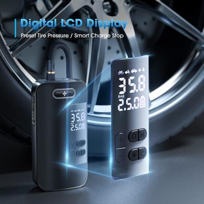 China Inflate Air Products Car Digital Mini Air Pump Compressor Portable Rechargeable Smart Emergency Car Tire Inflator for sale