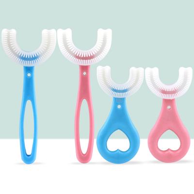 China Wholesale Reusable Trend 360 Kids U Shape Manual Toothbrush 360 Baby Silicone Toothbrush Children U-shape Baby Toothbrush for sale