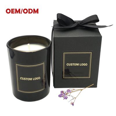 China Black Matte Glass Scented Candles Private Label Custom Luxury Flameless Candle for sale