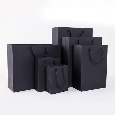 China Recyclable Luxury Boutique Packaging Printing Black Private Label Gift Paper Bag A4 Custom Size for sale