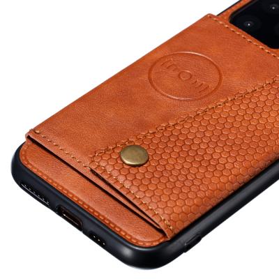 China The latest popular shockproof casual leather phone case with stand in 2021 can insert credit card max phone case iphone12 pro for sale